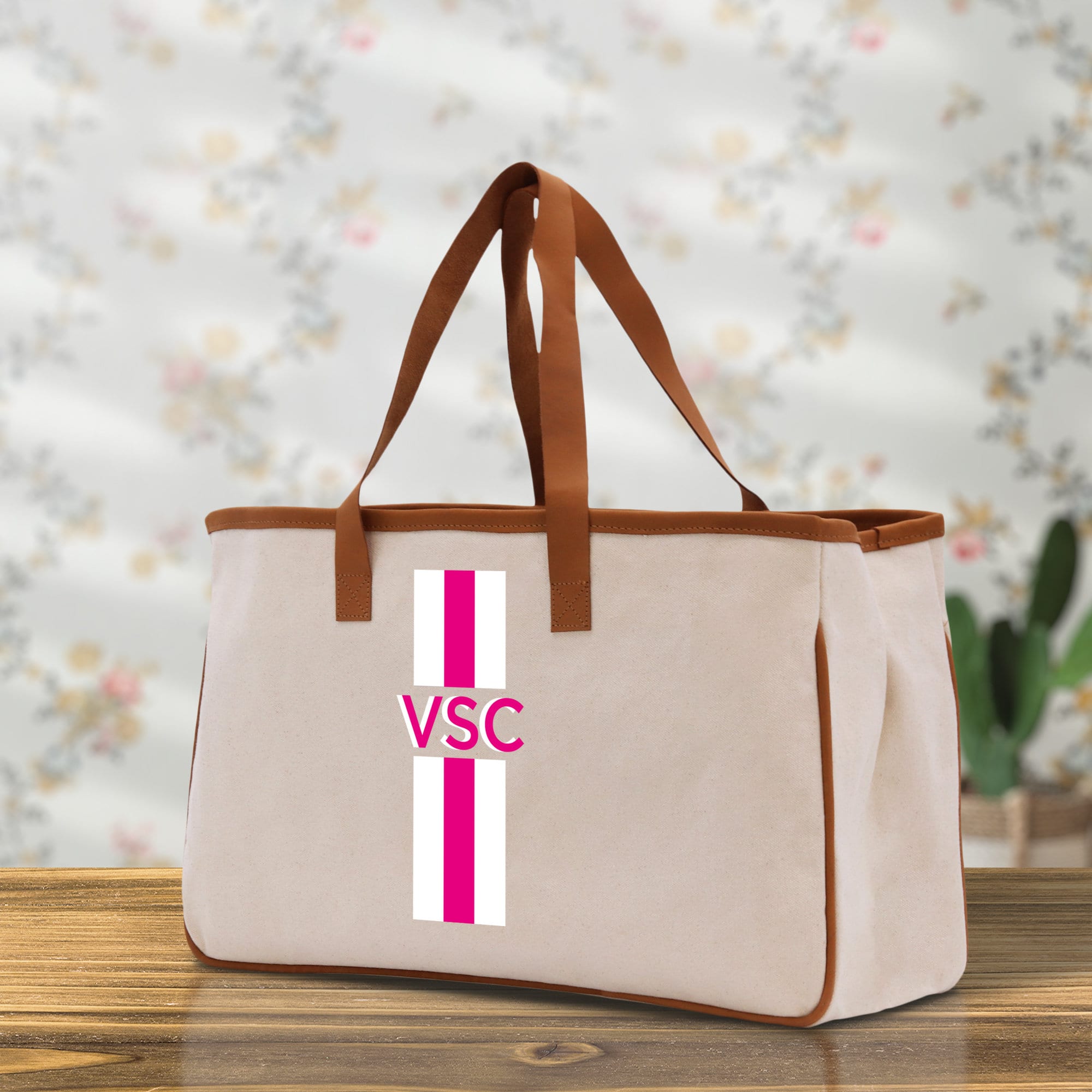 Personalized Monogrammed Canvas Tote Bag Striped Initials Custom Name Beach Bag Bridal Party Gifts Bride Gift Holiday Gift Bag - Aaria Tees Aaria Tees