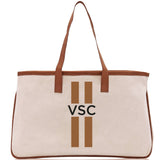 Personalized Monogrammed Canvas Tote Bag Striped Initials Custom Name Beach Bag Bridal Party Gifts Bride Gift Holiday Gift Bag - Aaria Tees Aaria Tees