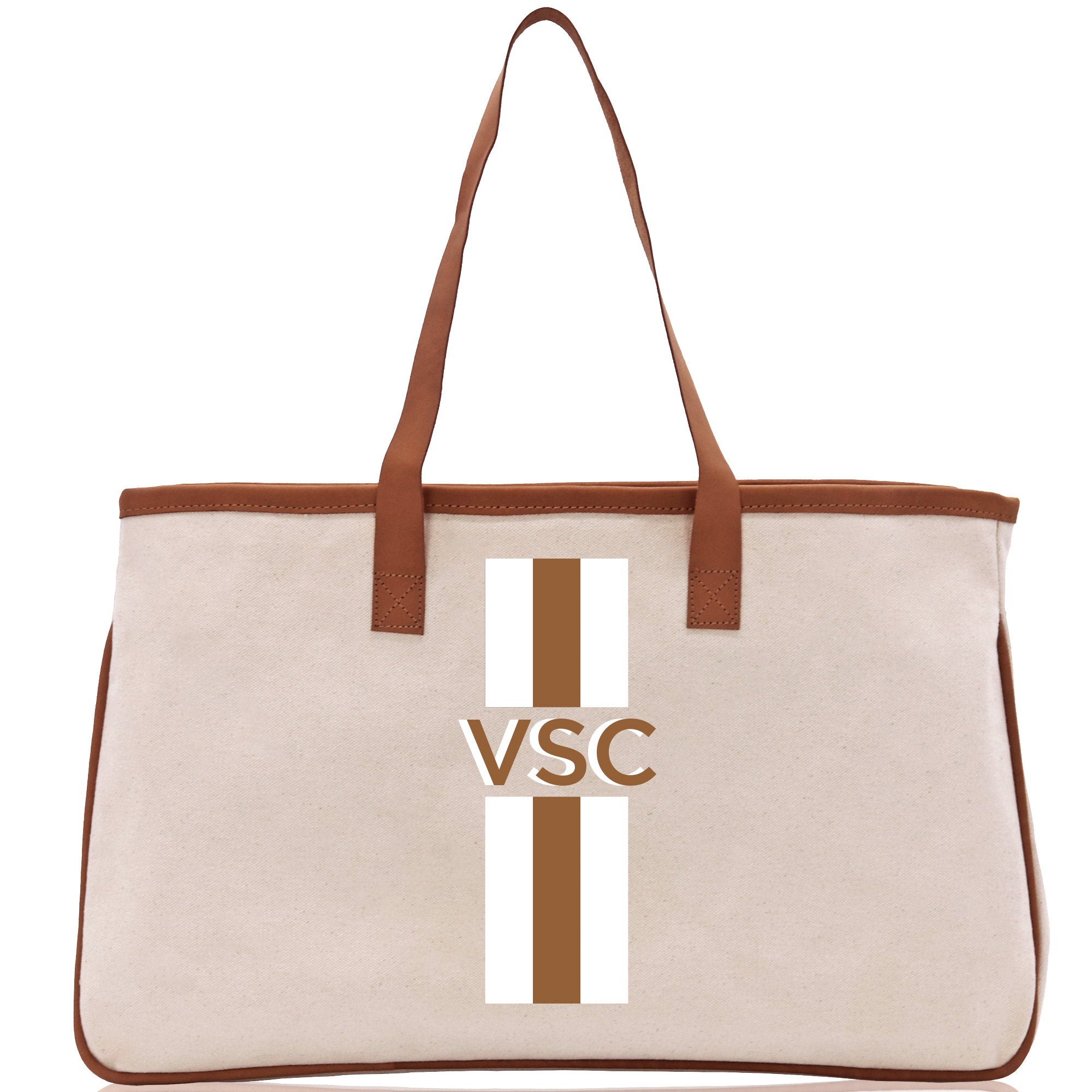 Personalized Monogrammed Canvas Tote Bag Striped Initials Custom Name Beach Bag Bridal Party Gifts Bride Gift Holiday Gift Bag - Aaria Tees Aaria Tees