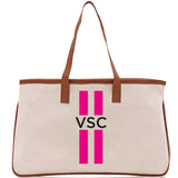 Personalized Monogrammed Canvas Tote Bag Striped Initials Custom Name Beach Bag Bridal Party Gifts Bride Gift Holiday Gift Bag - Aaria Tees Aaria Tees