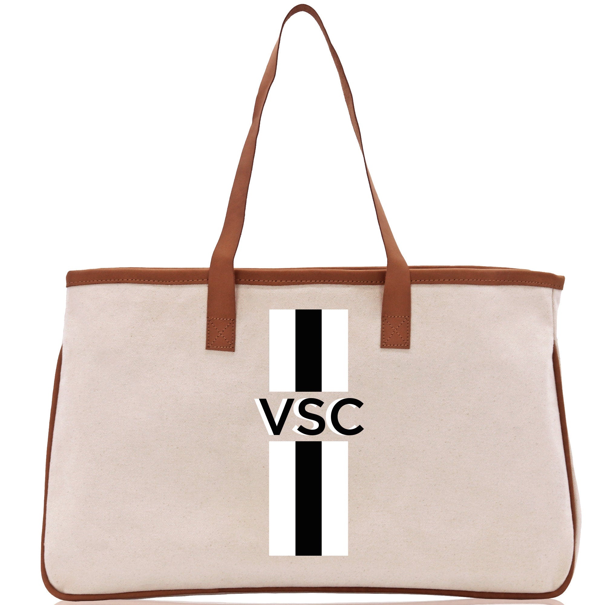 Personalized Monogrammed Canvas Tote Bag Striped Initials Custom Name Beach Bag Bridal Party Gifts Bride Gift Holiday Gift Bag - Aaria Tees Aaria Tees