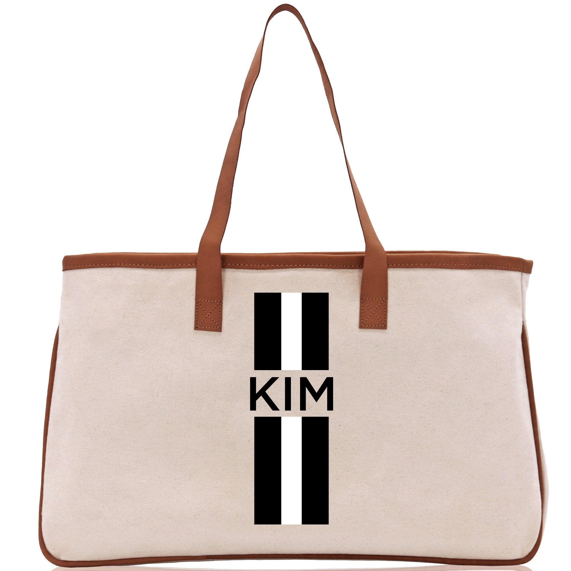 Personalized Monogrammed Canvas Tote Bag Striped Initials Custom Name Beach Bag Bridal Party Gifts Bride Gift Holiday Gift Bag - Aaria Tees Aaria Tees