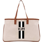 Personalized Monogrammed Canvas Tote Bag Striped Initials Custom Name Beach Bag Bridal Party Gifts Bride Gift Holiday Gift Bag - Aaria Tees Aaria Tees