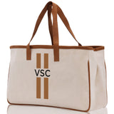 Personalized Monogrammed Canvas Tote Bag Striped Initials Custom Name Beach Bag Bridal Party Gifts Bride Gift Holiday Gift Bag - Aaria Tees Aaria Tees
