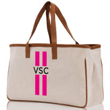 Personalized Monogrammed Canvas Tote Bag Striped Initials Custom Name Beach Bag Bridal Party Gifts Bride Gift Holiday Gift Bag - Aaria Tees Aaria Tees
