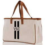 Personalized Monogrammed Canvas Tote Bag Striped Initials Custom Name Beach Bag Bridal Party Gifts Bride Gift Holiday Gift Bag - Aaria Tees Aaria Tees