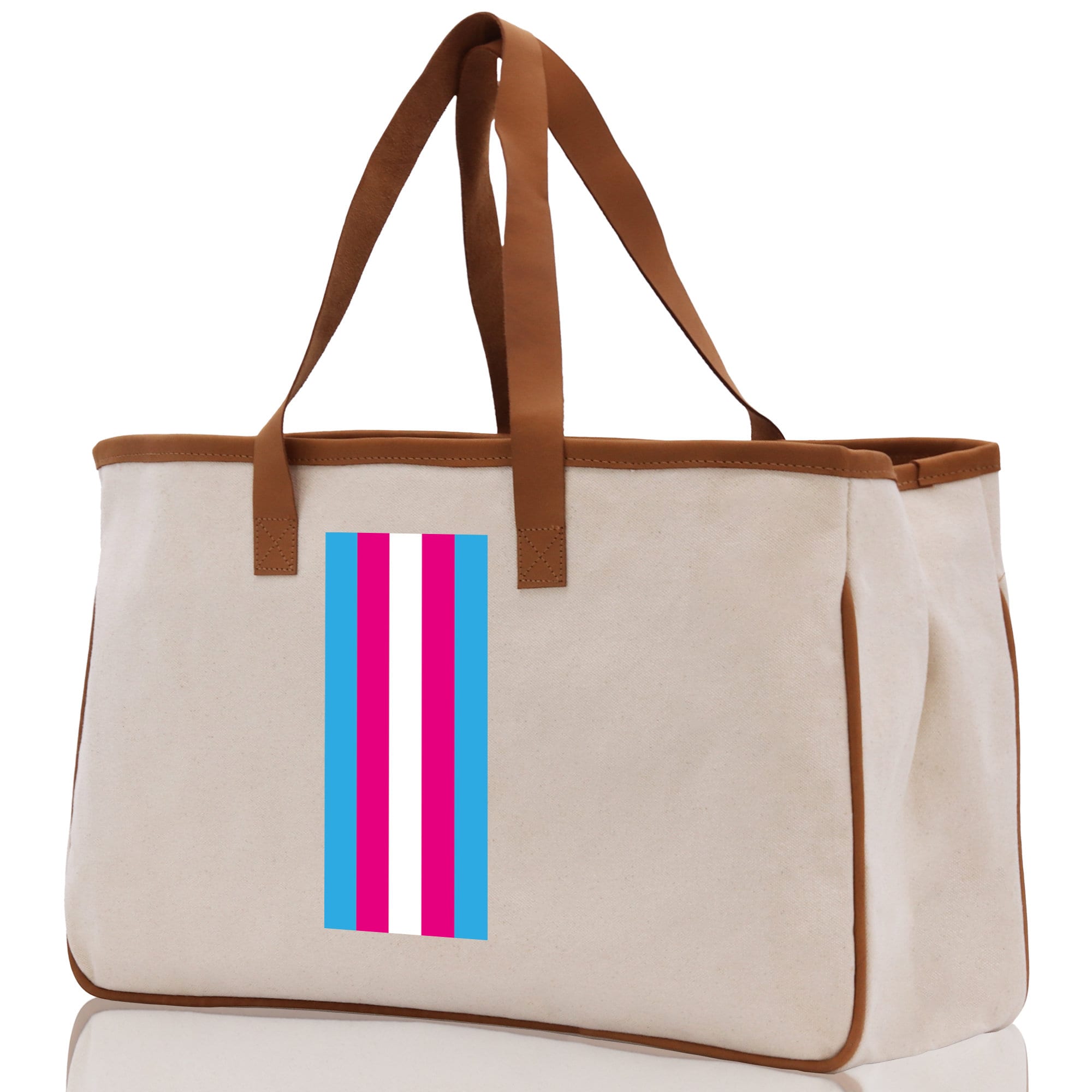 Personalized Monogrammed Canvas Tote Bag Striped Initials Custom Name Beach Bag Bridal Party Gifts Bride Gift Holiday Gift Bag - Aaria Tees Aaria Tees