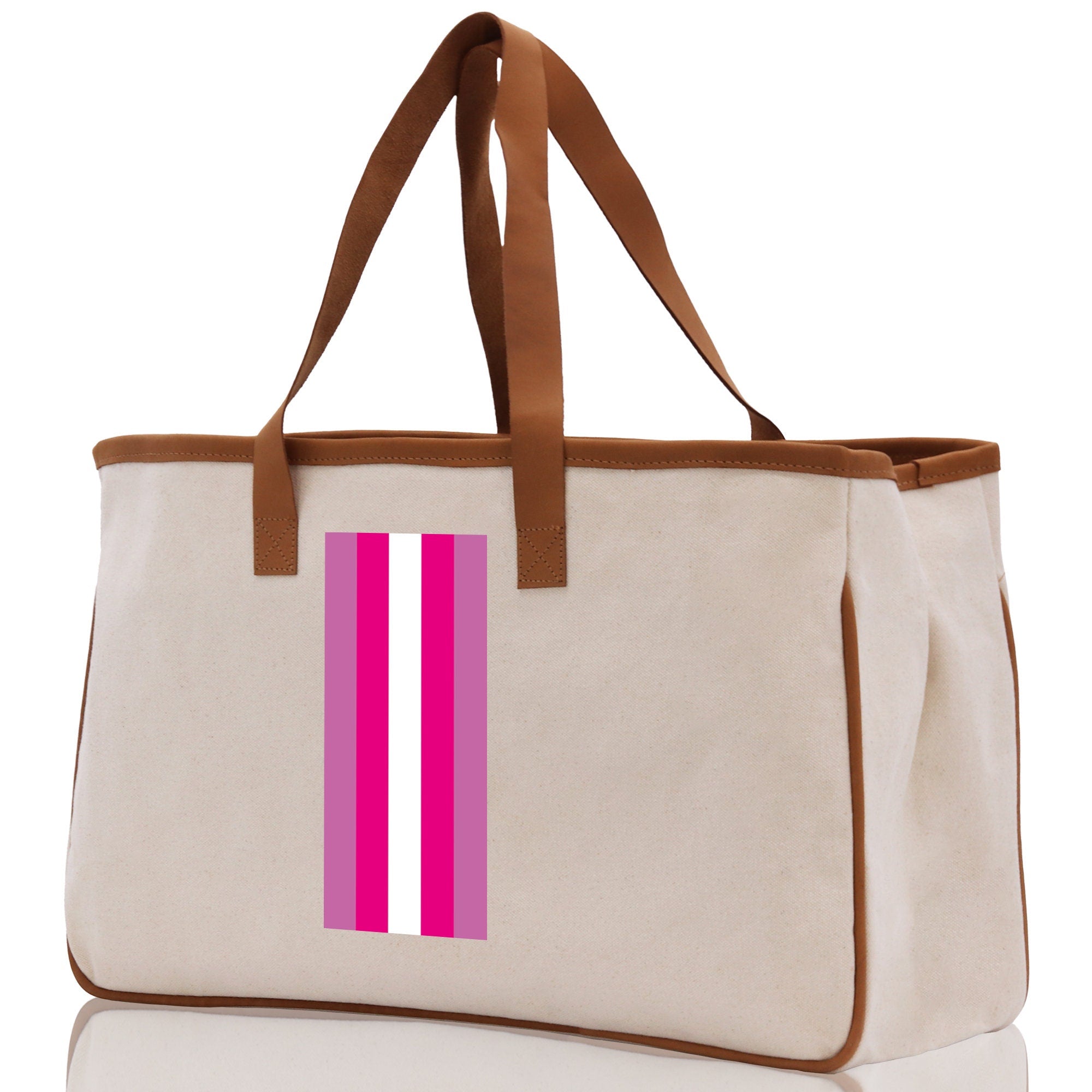 Personalized Monogrammed Canvas Tote Bag Striped Initials Custom Name Beach Bag Bridal Party Gifts Bride Gift Holiday Gift Bag - Aaria Tees Aaria Tees