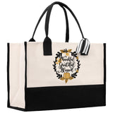 Thankful Grateful Blessed Cotton Canvas Tote Bag Thanksgiving Bag Autumn Fall Vibes Bag Motivational Bag Blessed Bag Fall Market Grocery Bag - Aaria Tees Aaria Tees