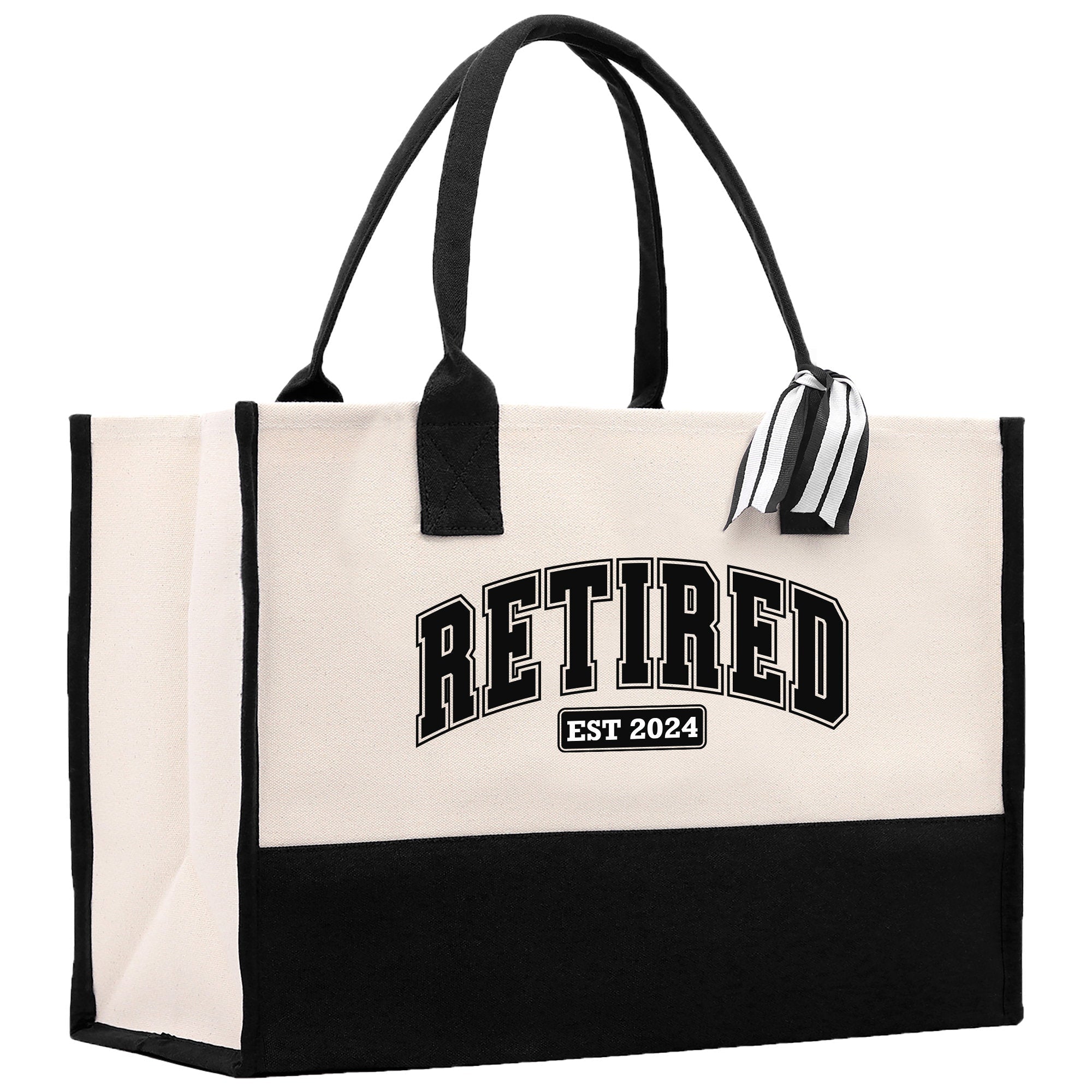 Retirement Cotton Canvas Tote Bag Retire Bag Retirement Party Bag Retired Woman Gift Grandma Gift Est 2024 Retirement Funny Bag - Aaria Tees Aaria Tees