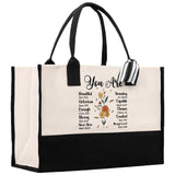 You Are Beautiful Bible Verses Religious Cotton Canvas Tote Religious Tote Bag for Women Bible Verse Canvas Tote Bag Religious Church Gifts - Aaria Tees Aaria Tees