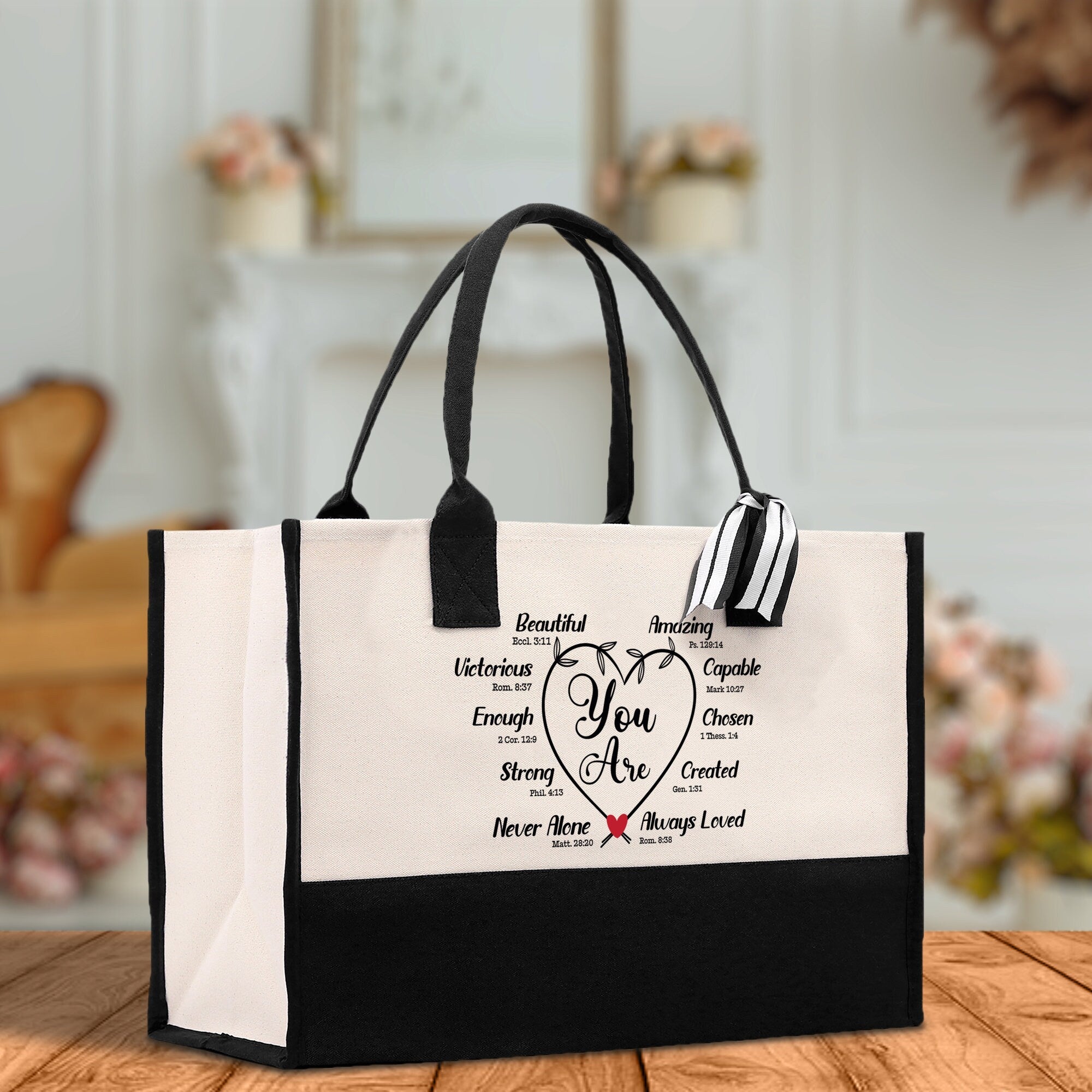 You Are Beautiful Bible Verses Religious Cotton Canvas Tote Religious Tote Bag for Women Bible Verse Canvas Tote Bag Religious Church Gifts - Aaria Tees Aaria Tees