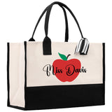 Personalized Teacher Cotton Canvas Tote Bag Gift for Teachers Teacher Life Tote Custom Teacher Appreciation Gift Bag Teacher Name Bag - Aaria Tees Aaria Tees