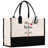 Personalized Teacher Cotton Canvas Tote Bag Gift for Teachers Teacher Life Tote Custom Teacher Appreciation Gift Bag Teacher Name Bag - Aaria Tees Aaria Tees
