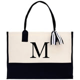 Monogram and Personalized Name Cotton Canvas Tote Bag Initial Tote Bag Letter Tote Bag Birthday Gift Bag Beach Bag Custom Monogrammed Bag - Aaria Tees Aaria Tees