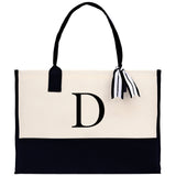 Monogram and Personalized Name Cotton Canvas Tote Bag Initial Tote Bag Letter Tote Bag Birthday Gift Bag Beach Bag Custom Monogrammed Bag - Aaria Tees Aaria Tees