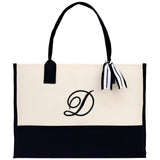 Monogram and Personalized Name Cotton Canvas Tote Bag Initial Tote Bag Letter Tote Bag Birthday Gift Bag Beach Bag Custom Monogrammed Bag - Aaria Tees Aaria Tees