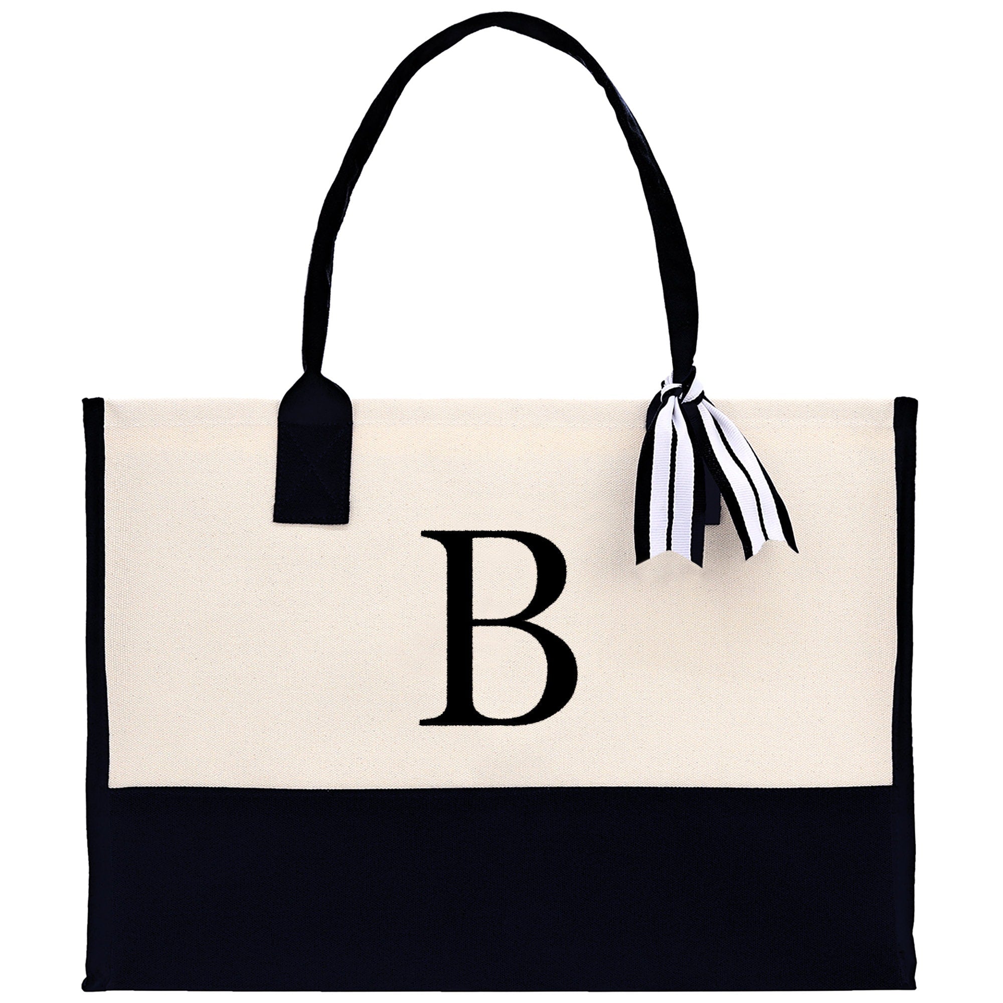 Monogram and Personalized Name Cotton Canvas Tote Bag Initial Tote Bag Letter Tote Bag Birthday Gift Bag Beach Bag Custom Monogrammed Bag - Aaria Tees Aaria Tees