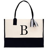 Monogram and Personalized Name Cotton Canvas Tote Bag Initial Tote Bag Letter Tote Bag Birthday Gift Bag Beach Bag Custom Monogrammed Bag - Aaria Tees Aaria Tees