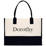 Monogram and Personalized Name Cotton Canvas Tote Bag Initial Tote Bag Letter Tote Bag Birthday Gift Bag Beach Bag Custom Monogrammed Bag - Aaria Tees Aaria Tees