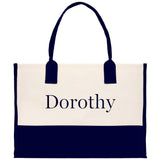 Monogram and Personalized Name Cotton Canvas Tote Bag Initial Tote Bag Letter Tote Bag Birthday Gift Bag Beach Bag Custom Monogrammed Bag - Aaria Tees Aaria Tees
