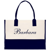 Monogram and Personalized Name Cotton Canvas Tote Bag Initial Tote Bag Letter Tote Bag Birthday Gift Bag Beach Bag Custom Monogrammed Bag - Aaria Tees Aaria Tees
