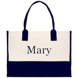 Monogram and Personalized Name Cotton Canvas Tote Bag Initial Tote Bag Letter Tote Bag Birthday Gift Bag Beach Bag Custom Monogrammed Bag - Aaria Tees Aaria Tees