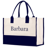 Monogram and Personalized Name Cotton Canvas Tote Bag Initial Tote Bag Letter Tote Bag Birthday Gift Bag Beach Bag Custom Monogrammed Bag - Aaria Tees Aaria Tees