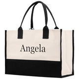 Monogram and Personalized Name Cotton Canvas Tote Bag Initial Tote Bag Letter Tote Bag Birthday Gift Bag Beach Bag Custom Monogrammed Bag - Aaria Tees Aaria Tees