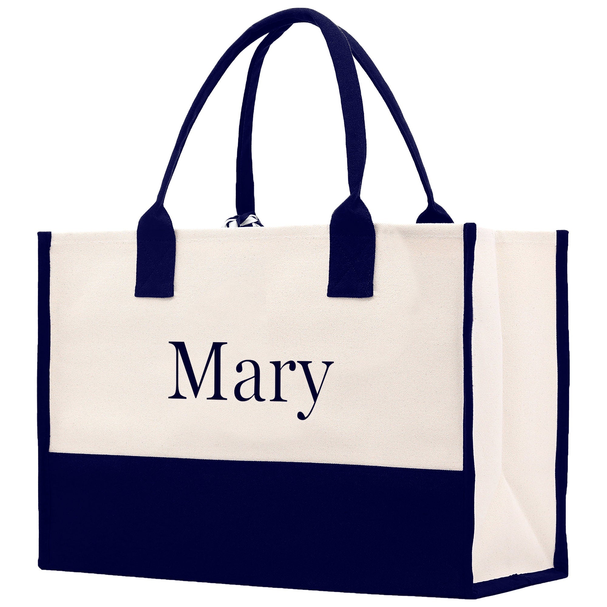 Monogram and Personalized Name Cotton Canvas Tote Bag Initial Tote Bag Letter Tote Bag Birthday Gift Bag Beach Bag Custom Monogrammed Bag - Aaria Tees Aaria Tees