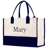 Monogram and Personalized Name Cotton Canvas Tote Bag Initial Tote Bag Letter Tote Bag Birthday Gift Bag Beach Bag Custom Monogrammed Bag - Aaria Tees Aaria Tees