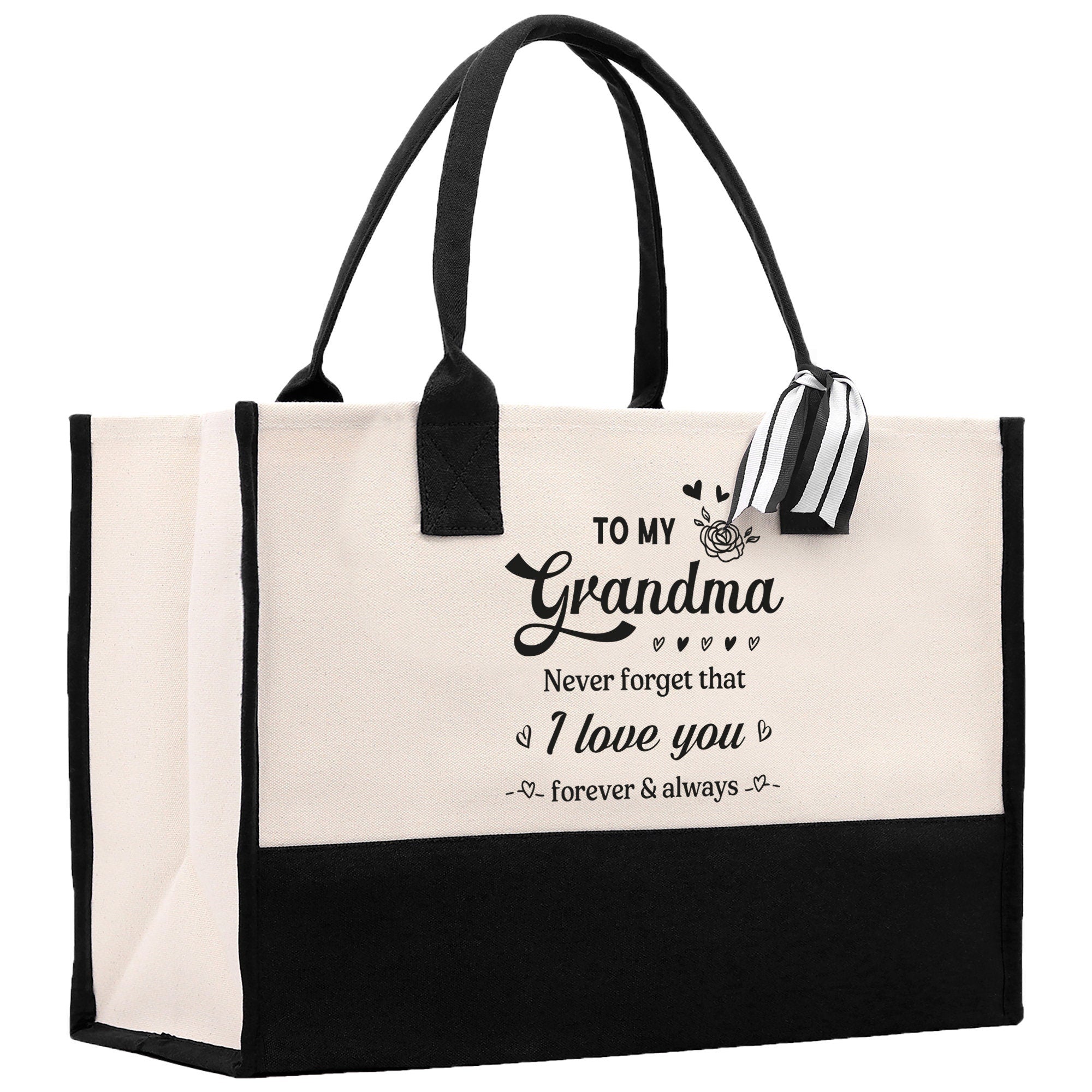 To My Grandma Never Forget That I Love You Forever & Always Cotton Canvas Tote Bag Birthday Gift From Grandkids to Grandma Jewelry Box Gift - Aaria Tees Aaria Tees