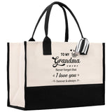 To My Grandma Never Forget That I Love You Forever & Always Cotton Canvas Tote Bag Birthday Gift From Grandkids to Grandma Jewelry Box Gift - Aaria Tees Aaria Tees