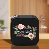 Floral Frame Custom Name Cotton Canvas Tote Bag Personalized Bridesmaid Gift Bag Wedding Birthday Gift Custom Name Tote Maid of Honor Gift - Aaria Tees Aaria Tees