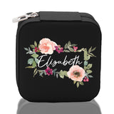 Floral Frame Custom Name Cotton Canvas Tote Bag Personalized Bridesmaid Gift Bag Wedding Birthday Gift Custom Name Tote Maid of Honor Gift - Aaria Tees Aaria Tees