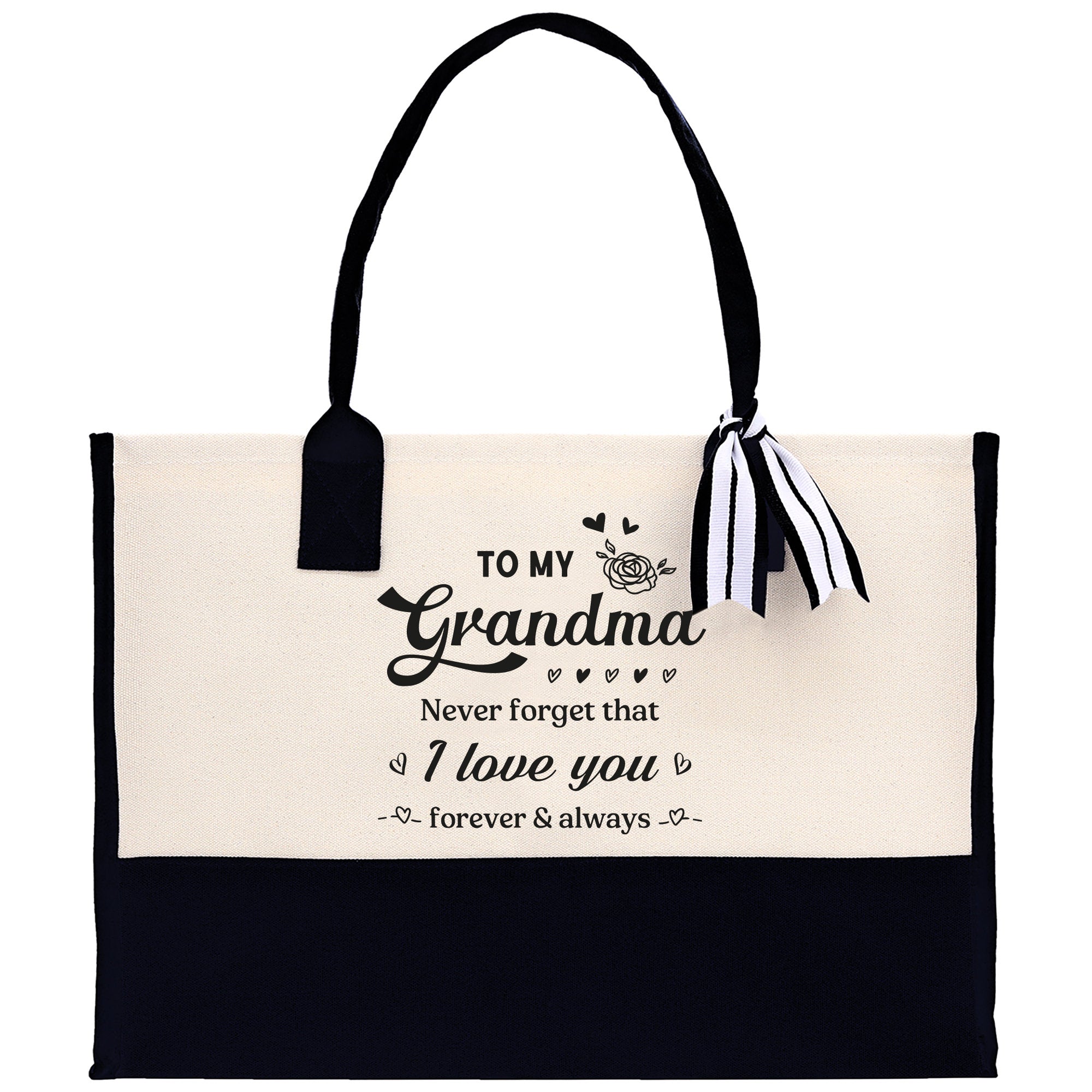 To My Grandma Never Forget That I Love You Forever & Always Cotton Canvas Tote Bag Birthday Gift From Grandkids to Grandma Jewelry Box Gift - Aaria Tees Aaria Tees