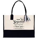 To My Grandma Never Forget That I Love You Forever & Always Cotton Canvas Tote Bag Birthday Gift From Grandkids to Grandma Jewelry Box Gift - Aaria Tees Aaria Tees