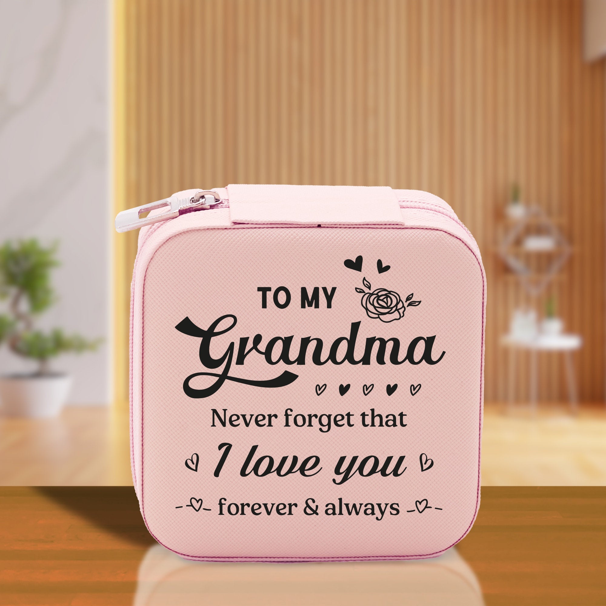 To My Grandma Never Forget That I Love You Forever & Always Cotton Canvas Tote Bag Birthday Gift From Grandkids to Grandma Jewelry Box Gift - Aaria Tees Aaria Tees