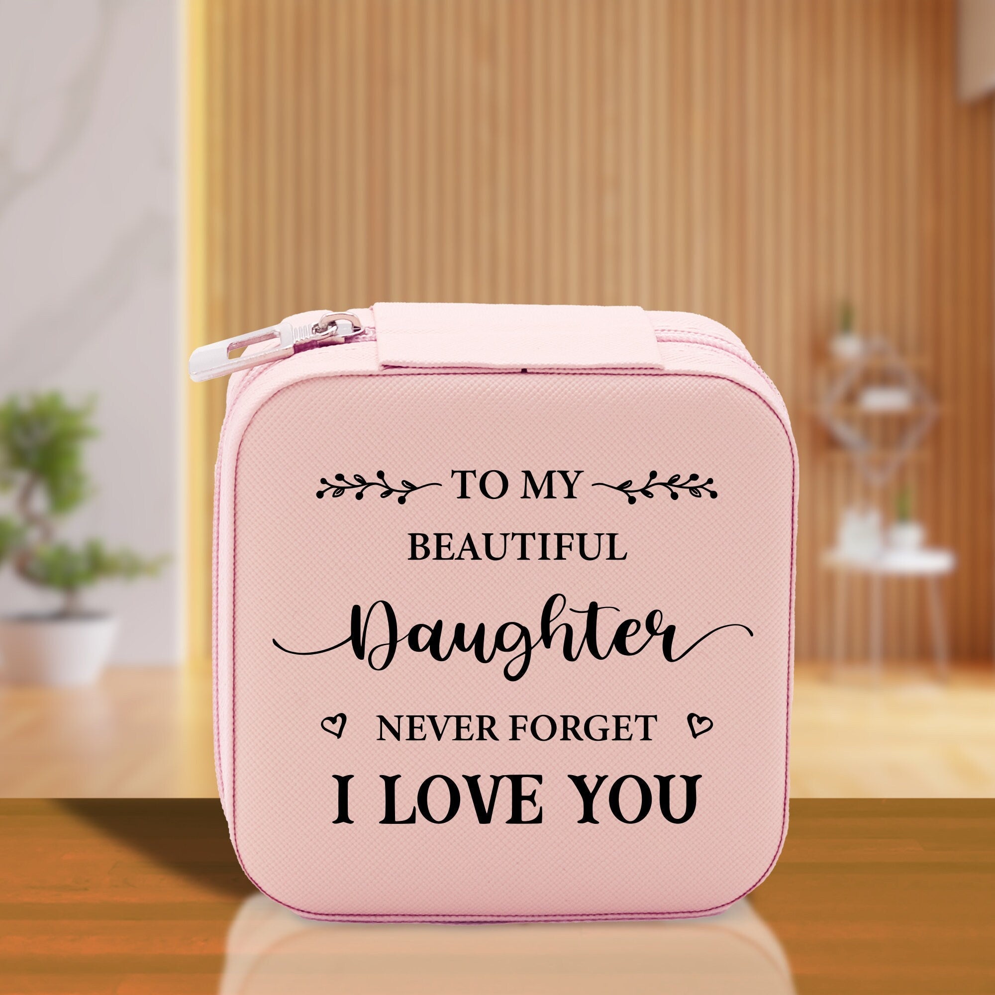 To My Beautiful Daughter Never Forget I Love Cotton Canvas Tote Bag Daughter Birthday Gift From Mother to Daughter Jewelry Box Gift - Aaria Tees Aaria Tees