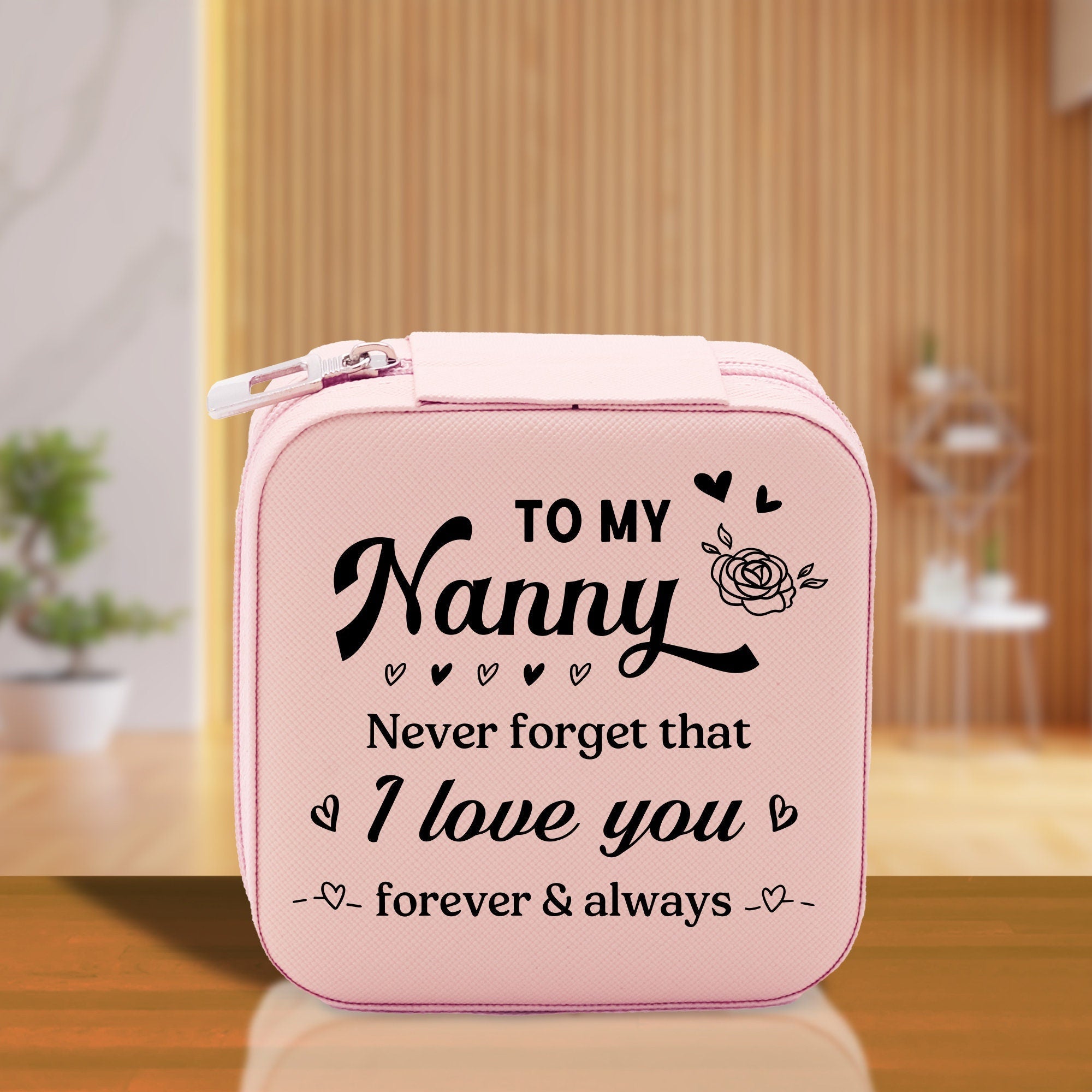 To My Nanny Never Forget That I Love You Forever & Always Cotton Canvas Tote Bag Birthday Gift From Grandkids to Grandma Jewelry Box Gift - Aaria Tees Aaria Tees