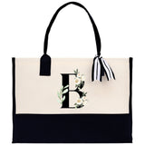 Floral Monogram Cotton Canvas Tote Bag Personalized Bridesmaid Gift Bag Wedding Birthday Gift Custom Name Tote Maid of Honor Wedding Gift - Aaria Tees Aaria Tees