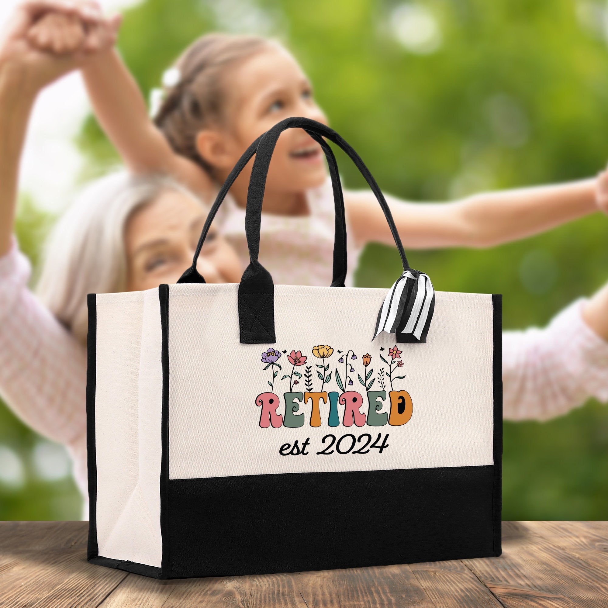 Retirement Cotton Canvas Tote Bag Retire Bag Retirement Party Bag Retired Woman Gift Grandma Gift Est 2024 Retirement Funny Bag - Aaria Tees Aaria Tees