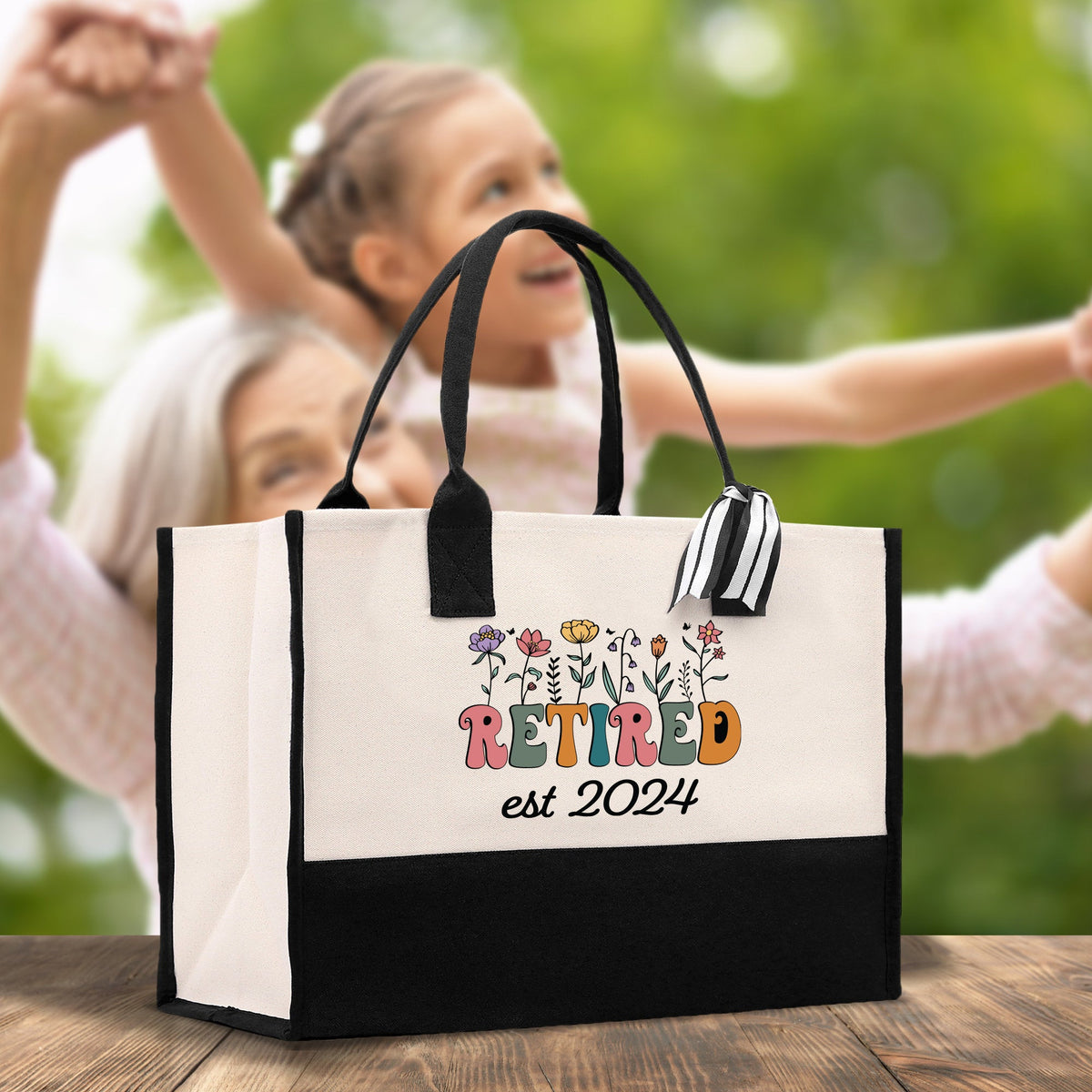 Retirement Cotton Canvas Tote Bag Retire Bag Retirement Party Bag Retired Woman Gift Grandma Gift Est 2024 Retirement Funny Bag - Aaria Tees