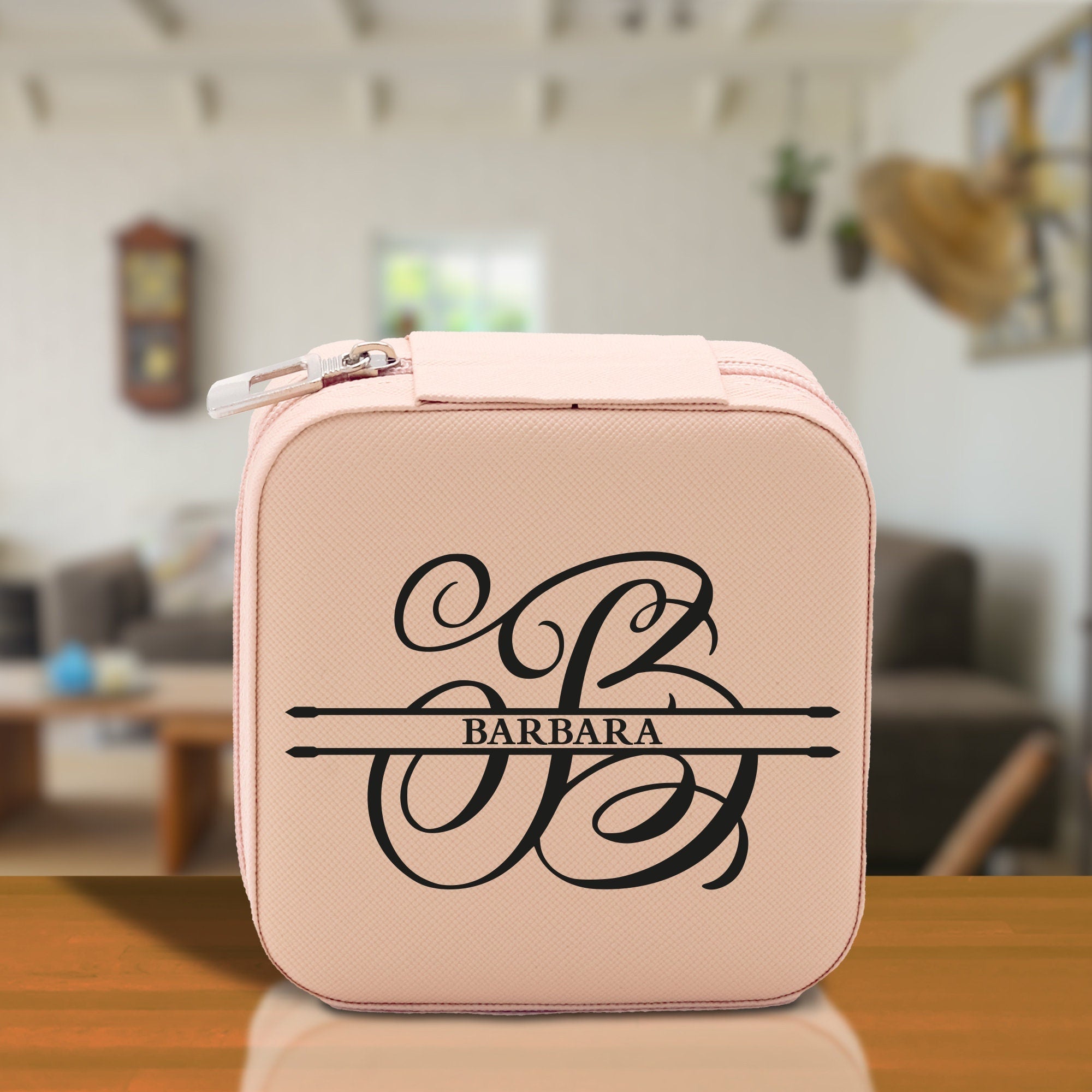 Split Initial and Name Custom Cotton Canvas Tote Bag Personalized Initial Tote Birthday Gift Wedding Gift Jewelry Box Frosted Can Glass Set - Aaria Tees Aaria Tees