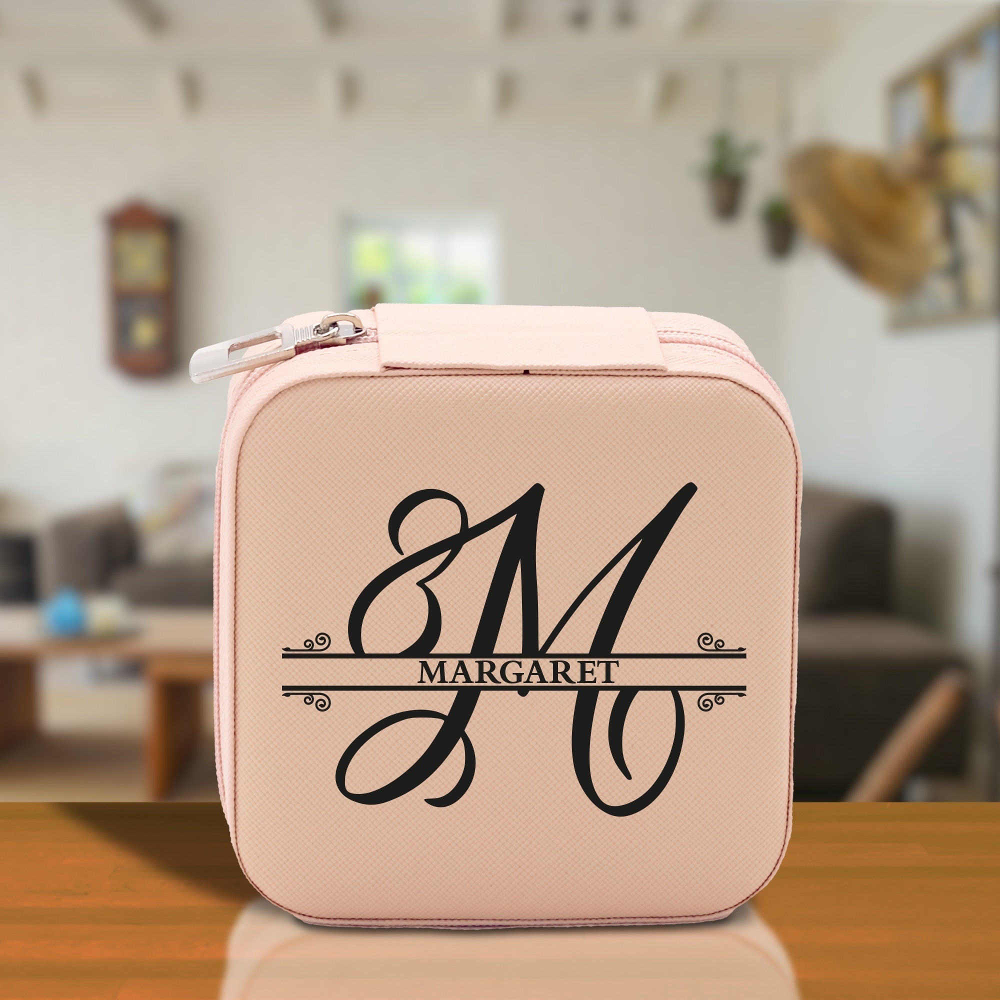Split Initial and Name Custom Cotton Canvas Tote Bag Personalized Initial Tote Birthday Gift Wedding Gift Jewelry Box Frosted Can Glass Set - Aaria Tees Aaria Tees