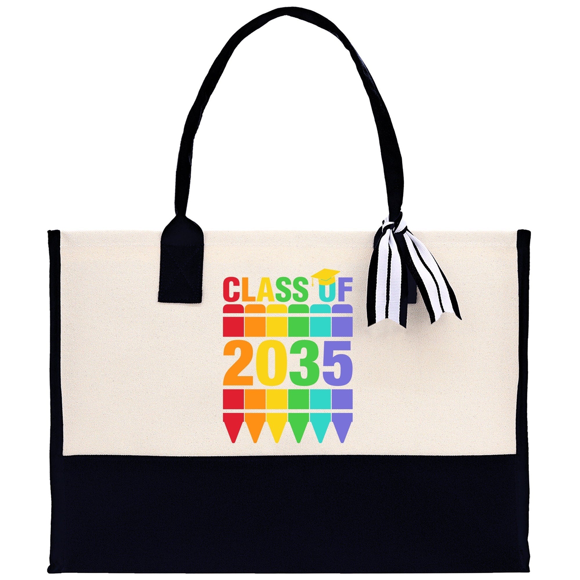 Class of 2035 Colorful Crayons Cotton Canvas Tote Bag Graduation Gift Bag Last Day of School Pre-Kindergarten Bag First Day of School Bag - Aaria Tees Aaria Tees