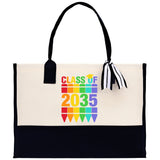 Class of 2035 Colorful Crayons Cotton Canvas Tote Bag Graduation Gift Bag Last Day of School Pre-Kindergarten Bag First Day of School Bag - Aaria Tees Aaria Tees