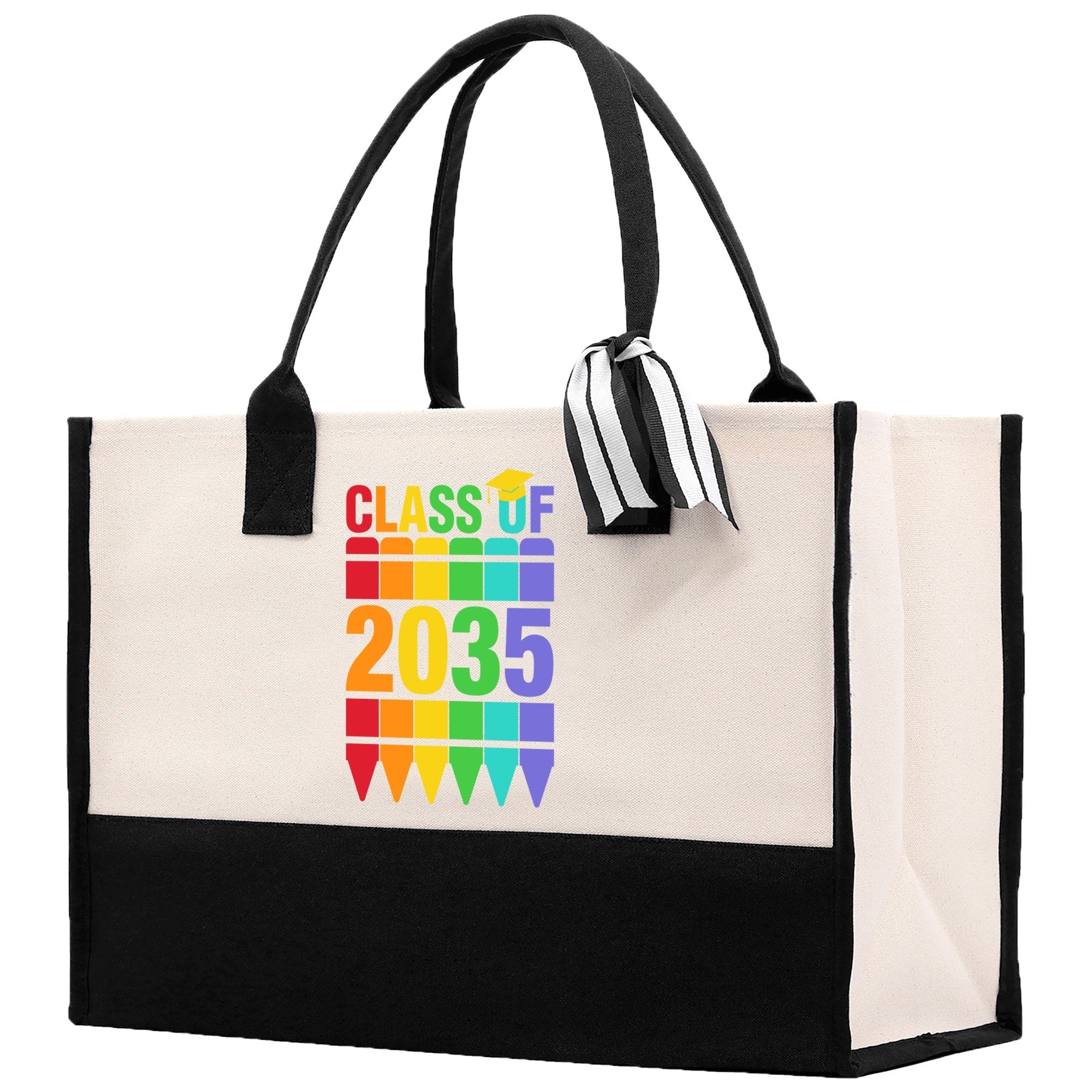 Class of 2035 Colorful Crayons Cotton Canvas Tote Bag Graduation Gift Bag Last Day of School Pre-Kindergarten Bag First Day of School Bag - Aaria Tees Aaria Tees