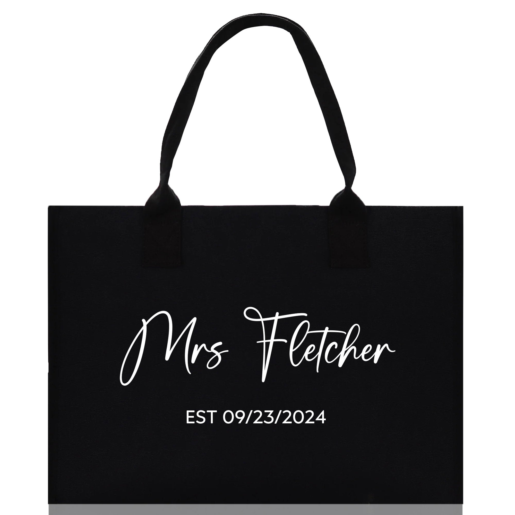 Mrs. Last Name Est Year Tote Bag Personalized Date Wedding Tote Bridal Shower Gift Honeymoon Gift Customized Wedding Gift Bridesmaid Gift - Aaria Tees Aaria Tees