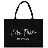 Mrs. Last Name Est Year Tote Bag Personalized Date Wedding Tote Bridal Shower Gift Honeymoon Gift Customized Wedding Gift Bridesmaid Gift - Aaria Tees Aaria Tees